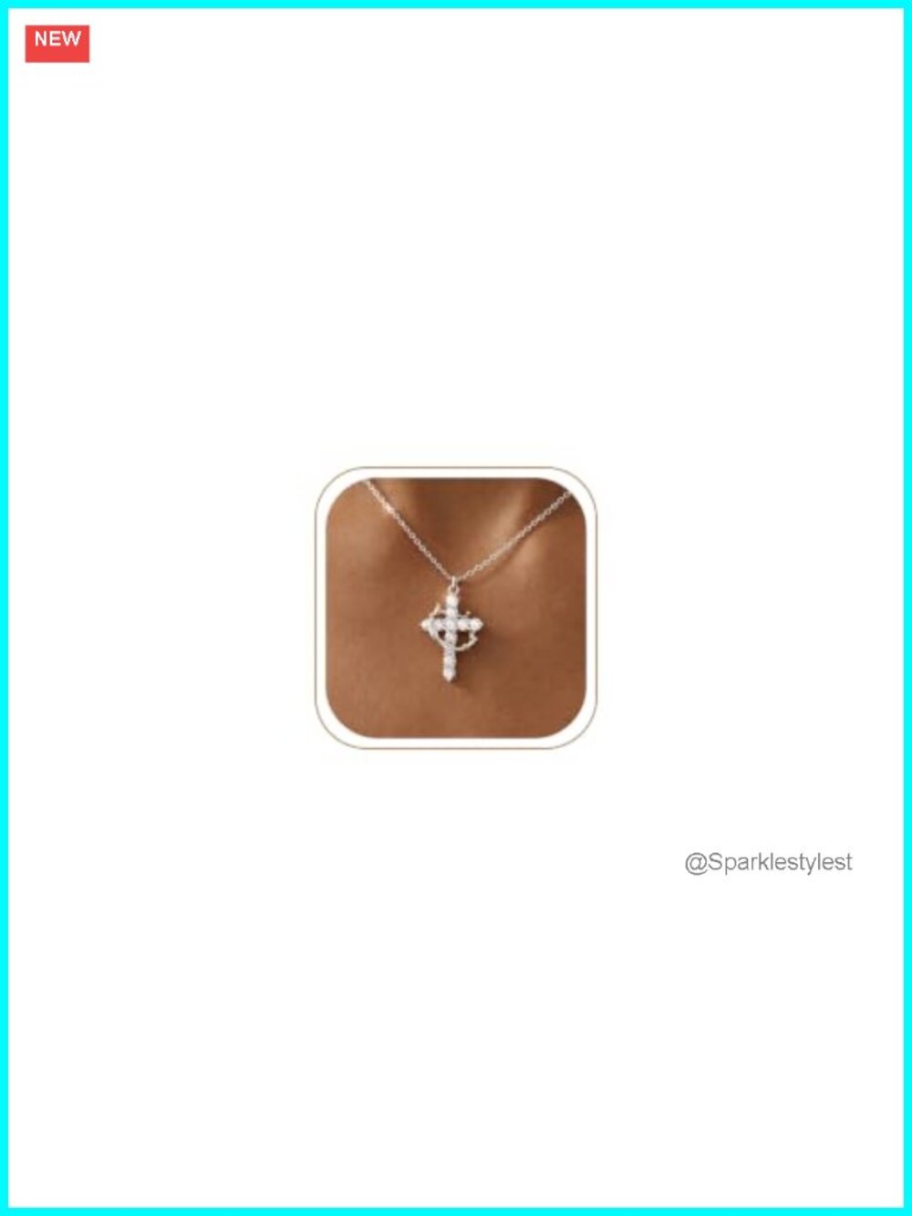 Sterling Silver Plated Cross Necklace Created Diamond Pendant Dainty Faith